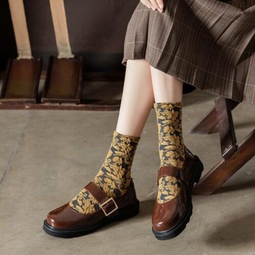 Harajuku Retro Flower Woman Socks Lolita Japanese Kawaii Cute Crew Socks Autumn Winter Fashion Cotton Socks Women Christmas Gift