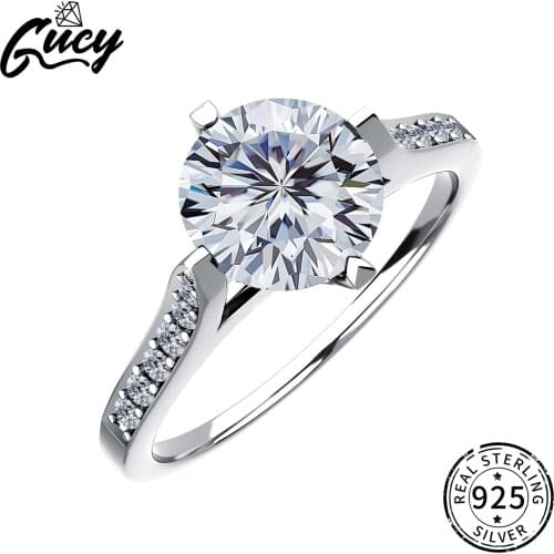 GUCY New 925 Sterling Silver Ring 1ct Moissanite Diamond Ring Wedding Engagement Ring For Women Jewelry