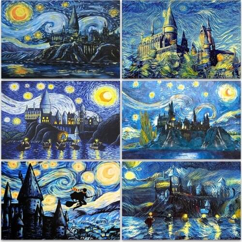 ZOOYA DIY 5D Diamond Painting Van Gogh Starry Night Diamond Embroidery Van Gogh Diamond Mosaic Abstract Oil Painting Home Decor