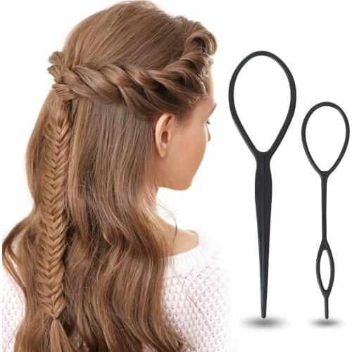 1SET Ponytail Creator Plastic Loop Styling Tools Black Topsy Pony Topsy Tail Clip Hair Braid Maker Styling Tool Fashion