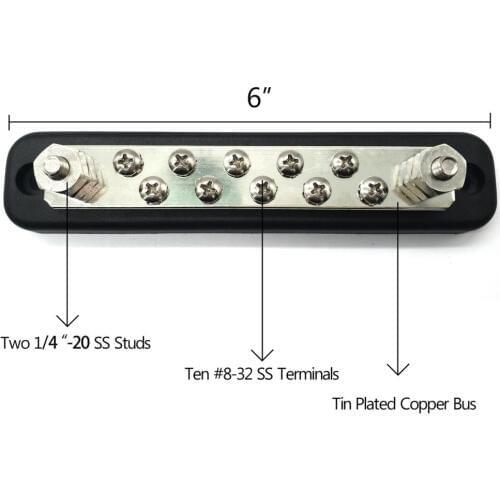 10 Way Single Stud Bus Bar Electric Terminal With 10X Terminal Connector