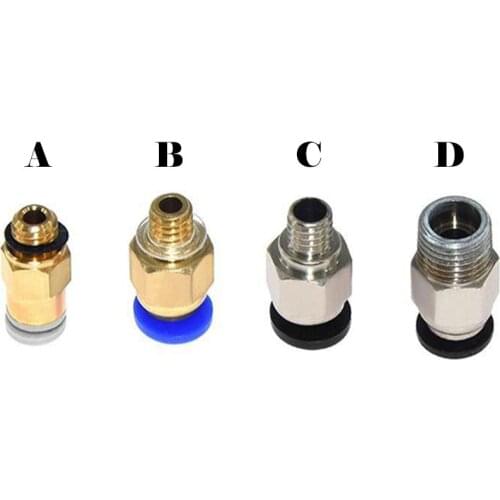 10pcs/lot3D Printer Part PC4-M6 Pneumatic Straight Connector Brass Part For MK8 OD 4mm 2mm Tube Filament M6 Feed Fitting Coupler