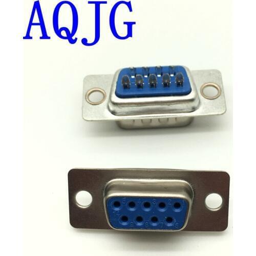 10pcs RS232 serial port connector DB9 female socket/Plug connector 9pin copper RS232 COM socket adapter AQJG