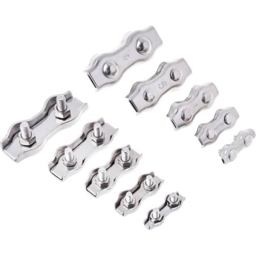 2019 New 2pcs Stainless Steel Wire Rope Clips Double Grips Cable Clamps For Wires 2mm 3mm 4mm 5mm 6mm Hardware