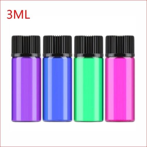 3ml colorful Refillable Portable Perfume Essential Oil Glass Bottle Travel Empty Cosmetic Packaging Container 300pcs/lot