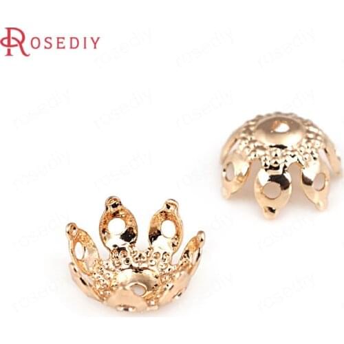 30702-G)30PCS 9.5MM,hole 1.3MM 24K Champagne Gold Color Brass Beads Caps Jewelry Making Supplies Diy Findings Accessories