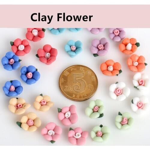 20 pcs 8mm Polymer Clay Rose Flower Beads Charms For DIY Jewelry Craft Bracelets Hair Accessories Making Materials
