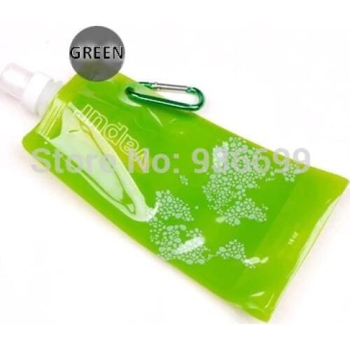 Water bottles 4pcs Flexible foldable BPA free 480ml(16oz) portable multi color cycling hydration bladder w/retail pack carabiner