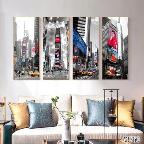 Abstract Oil Painting Print on Canvas 4pcs Paris Tower London Booth Bus View Canvas Art Printing Wall Art Picture for Home Decor