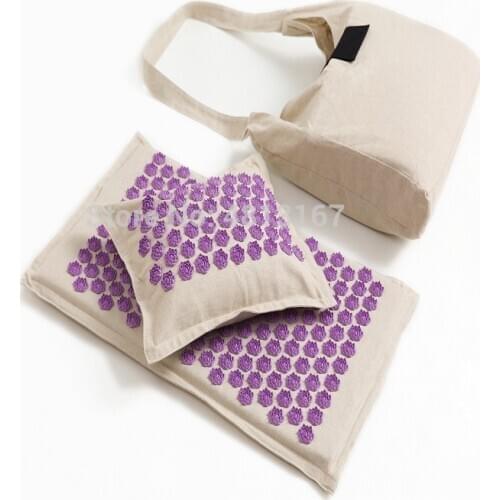 Acupressure Mat and Pillow Set for Back/Neck Pain Relief with Carry Case for Storage and Travel