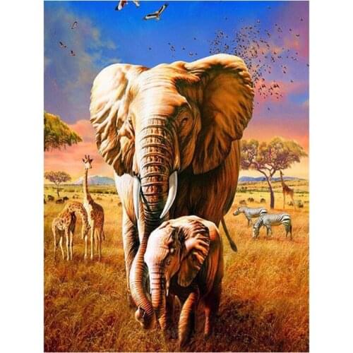 5D Full Square Round DIY Diamond Painting Elephant Animal Cross Stitch Embroidery Mosaic Home Wedding Decoration Birthday Gift