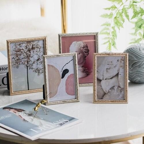 American Style Light Luxury Photo Frame Fashion Geometric Creative Desktop Metal Picture Frame Home Decoration Table Ornaments