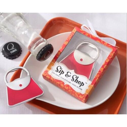 DHL Free shipping 50pcs/lot Red Handbag Bottle Opener Delicate Gift Box Packing Wedding & Part Gift Souvenirs