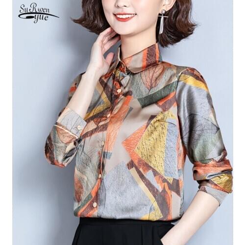 Blusas Feminias Womens Tops and Blouses 2021 Long Sleeve Tops OL Chiffon Blouse Shirts Korean Top Button Printing Floral 7921 50