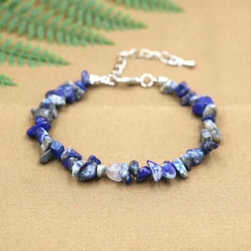 Hot Irregular Natural Crystals Chakras Stone Bracelet Lapis Lazuli Tiger Eye Chip Bracelet For Women Girls Female DIY Jewelry