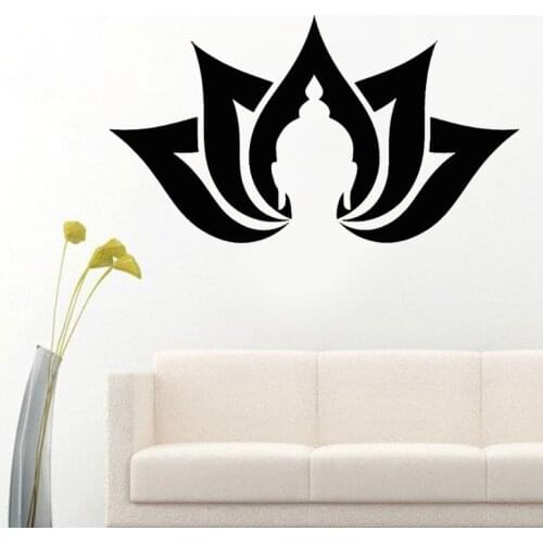 Buddhism Wall Decals Poster Lotus Flower Wall Sticker Religious Room Decorative Vinyl Art Murals Bedroom Wallpaper Home Decor