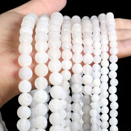 Natural Stone Bead White Weathered Stone Round Loose Spacer Bead for Jewelry Making Needlework DIY Bracelet Strand 4/6/8/10/12MM