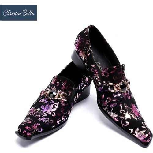 Christia Bella Luxury Men Trendy Print Loafers Dress Shoes Italy Male Homecoming Prom Party Pageant Wedding Oxford Shoes for Men
