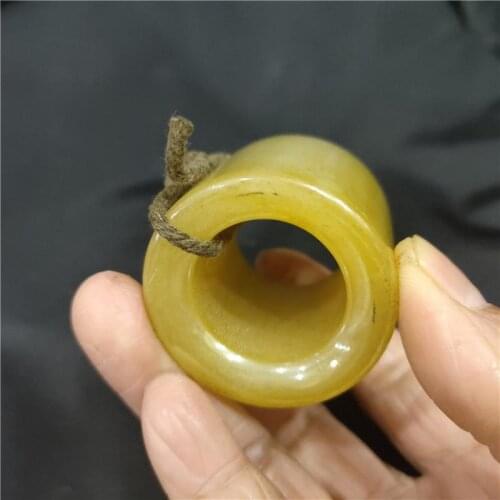 Han Dynasty Hongshan Culture Natural Jade Thumb Ring Finger Ring Pendant Handmade Collection Pendant Carving Mascot Deco Gift