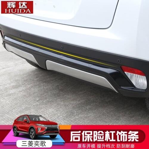 For Mitsubishi Eclipse Cross 2018 2019 Car Accessories rear bumper trim, carbon fiber, silver Car-styling Car-covers