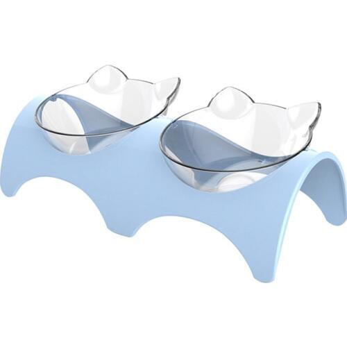 Pet Cat Double Bowls Food Water Feeder Pet Drinking Dish Feeder Cat Puppy Feeding Supplies Small Dog Accessories