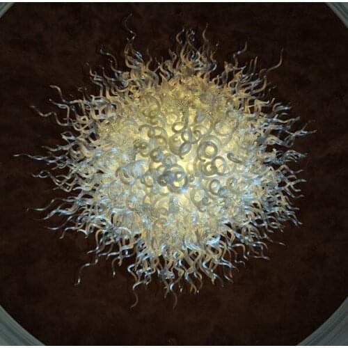 Handmade Glass Pendant Light White Color Murano Chandelier Italian European Lighting Round 130 CM