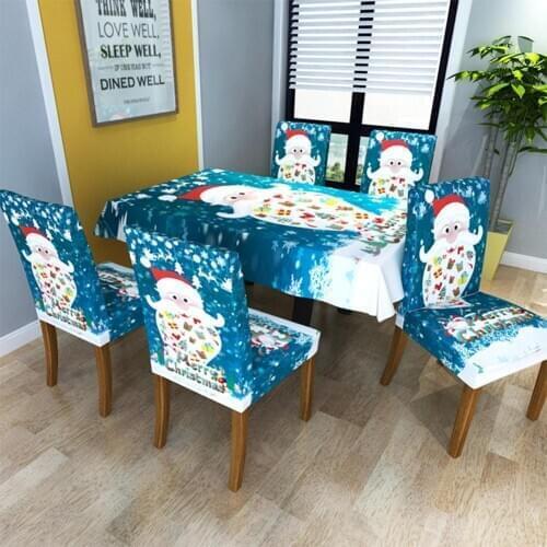 HobbyLane Digital Printing Stretch Chair Cover/Dining Table Cover Home Kitchen Christmas Decoration