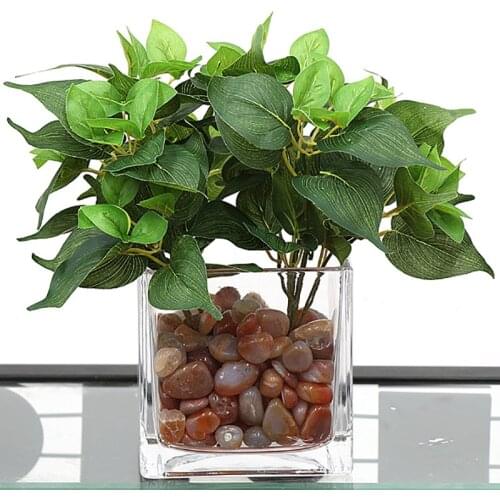 1pc Artificial Plants Plastic Grass Turtle Leaves Wall Green Plant Accessories Wedding Party Decor Potted Fake Flowers