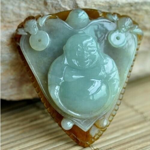 Exquisite natural jade Maitreya Buddha pendant e68