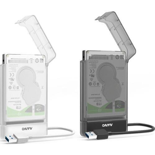 2pcs Maiwo K104 Usb 3.0 To Sata 3.0 Hdd Hard Drive Enclosure Support 2.5 Inch Ssd - White & Black