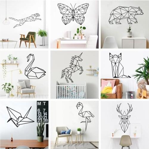Pretty Geometry Animal Wall Art Decal Wall Stickers Vinyl Material For Kids Childrens Room Home Party Decor Removable Wallpaper