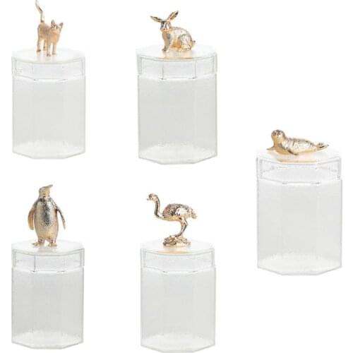 Creative Animal Storage Bottle With Fresh Sealed Lid Glass Container Jar Cabinet decor Store Food & Arts & Crafts Favors