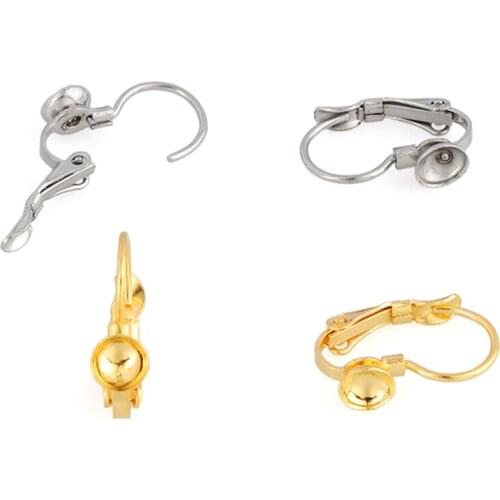 10pcs 19*12mm Stainless Steel Hooks Earring French Earrings Fit 6mm Glass cabochons Earring Blank Supplies for Jewelry Making