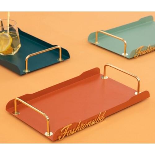 Desktop Storage Tray Luxury Tray Organizer Table Decoration Jewelry Service Tray with Handle Living Room Kitchen Storage