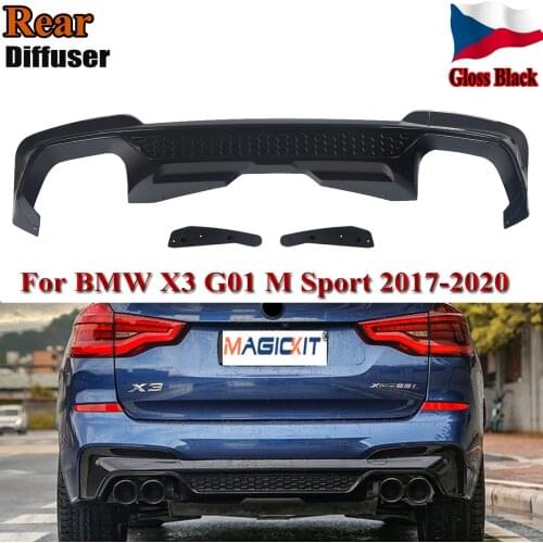 MagicKit FOR BMW X3 G01 M SPORT 2017+ M-PERFORMANCE GLOSS BLACK REAR DIFFUSER X3M STYLE