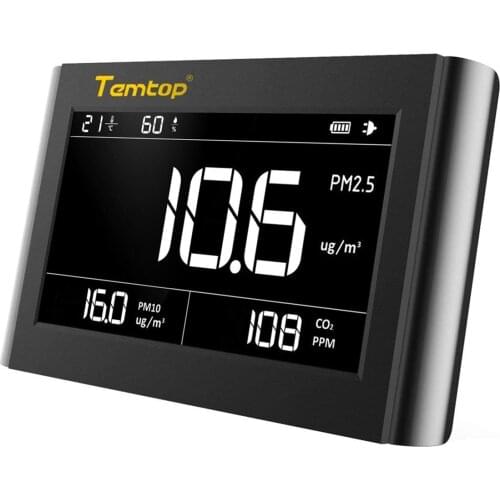 Temtop P1000 Air Quality Monitor for PM2.5 PM10 CO2 Temperature Humidity Indoor Detector Large LCD Display