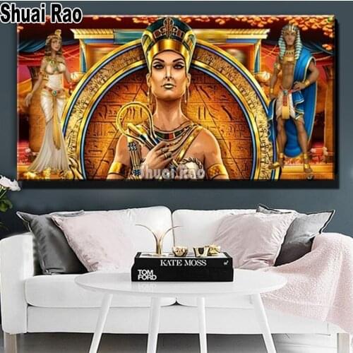 DIY Egyptian Cleopat Queen Diamond Painting Full Square/round Drill Mosaic Diamond 3D Portrait God Living Room Background Decor