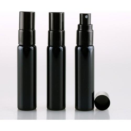 Wholesale 100 Pieces/Lot 10ML Portable Black UV Glass Perfume Bottle With Black Sprayer Empty Cosmetic Parfum Vial For Traveler