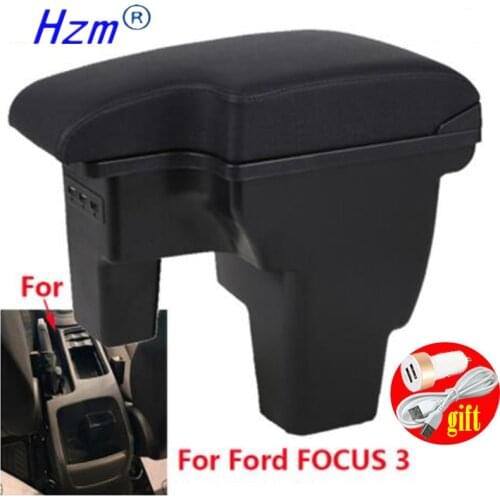 For Ford FOCUS 3 Armrest car accessories Store For Ford 17 FOCUS 3 car armrest box with cup holder ashtray with USB Charge 2017