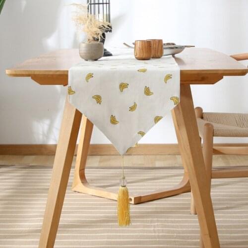 Simple And Modern Banana Fruit Pattern Table Runner Tea Table Shoe Cabinet Cover Cloth Table Tassel Side Table Runner Decoration