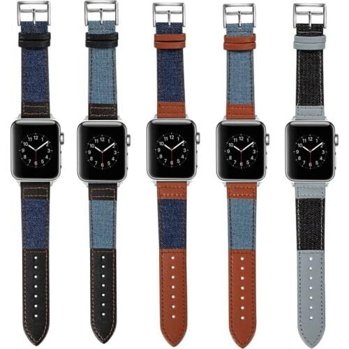 Bracelet Strap for apple watch band 38mm 44mm Denim leather Wristband accessories for iwatch band 42mm 40mm series 4 3 2 1