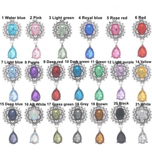 SKYE CIEL 46*25mm 5pcs Retro silver rhinestone flat back brooch for webbing clothing accessories wedding decoration Production
