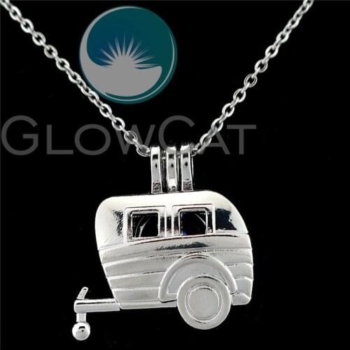 K916 Carriage Beads Cage Perfume Diffuser Stone Pearl Cage Locket Necklace Pendants for Oyster