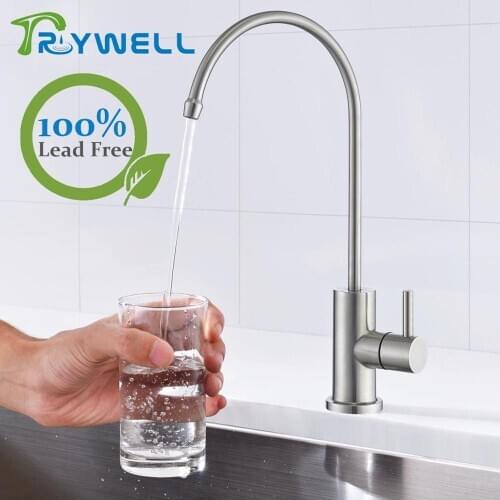 Trywell Deck Mounted Kitcen Faucet for Drinking Water Single Handle Filter Tap Stainless Steel 1 Hole 100% Lead Free