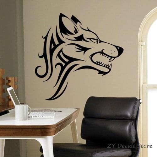 Tribal Wolf Wall Decal Beast Wild Animal Vinyl Sticker Home Decor Living Room Bedroom Waterproof Art Decal Mural Wallpaper S707