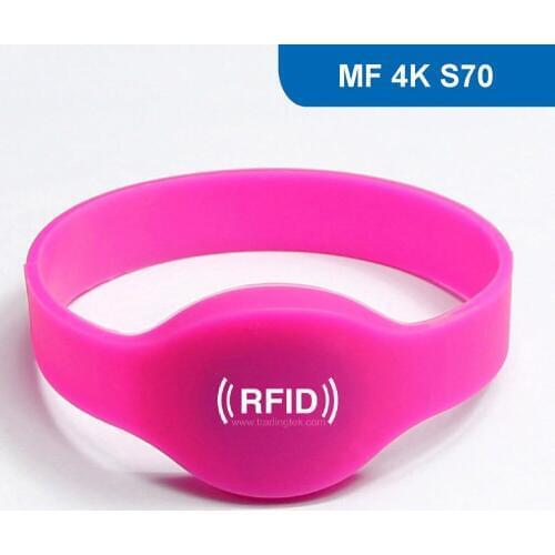 WB01 Silicone RFID Wristband for Access Control and health club, RFID Bracelet 13.56MHZ 4KBYTE R/W ISO14443A with MF 4k S70