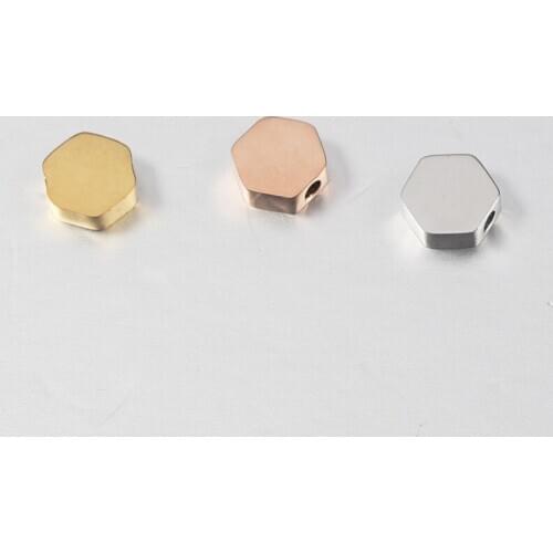 30Pcs/Lot Mirror Polished Stainless Steel Hexagon Small Beads Charms For Necklace Bracelet DIY Jewelry Making