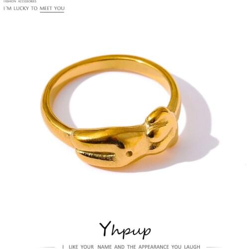 Yhpup Statement Body Women Ring Stainless Steel Waterproof Accessories joyería acero inoxidable mujer Bagues Pour Femme Gift