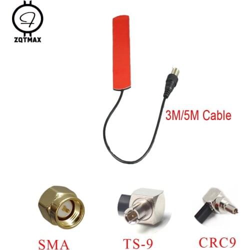 ZQTMAX 2G 3G 4G antenna LTE patch SMA CRC9 TS9 connector LTE data cellular signal amplifier,router ,modem,with 3m or 5m cable