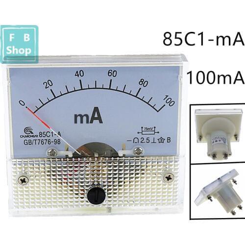 1PCS 85C1-mA 100mA DC pointer ammeter 85C1 series analog AMP meter 64*56 mm size